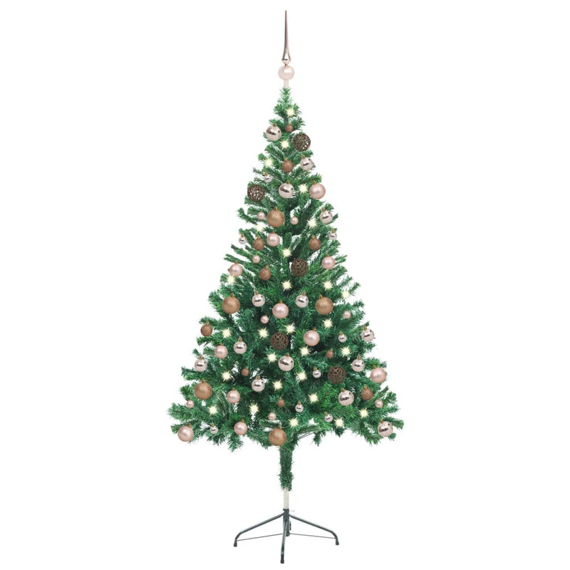 Vidaxl Kunstkerstboom con iluminación y bolas de Navidad 380 ramas 150 cm