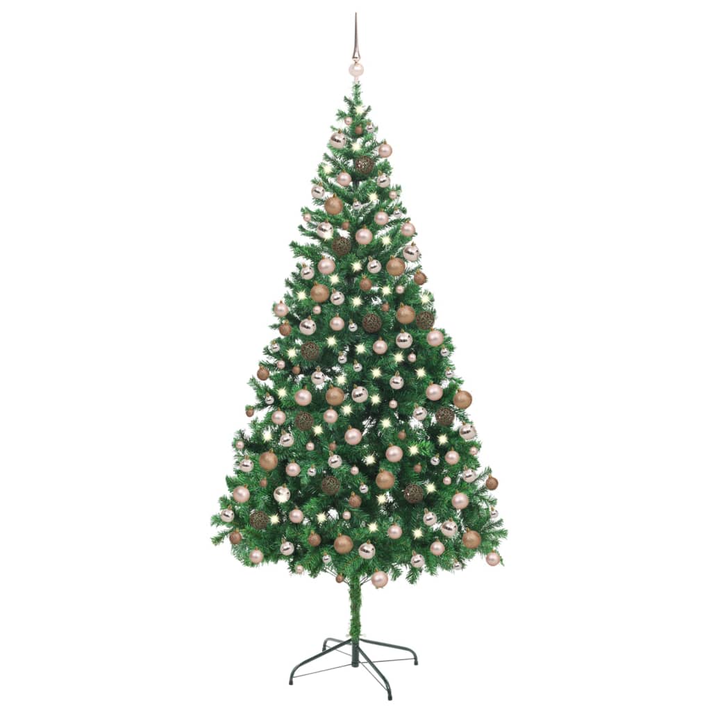 Vidaxl Kunstkerstboom con iluminación y bolas de Navidad 910 ramas 210 cm