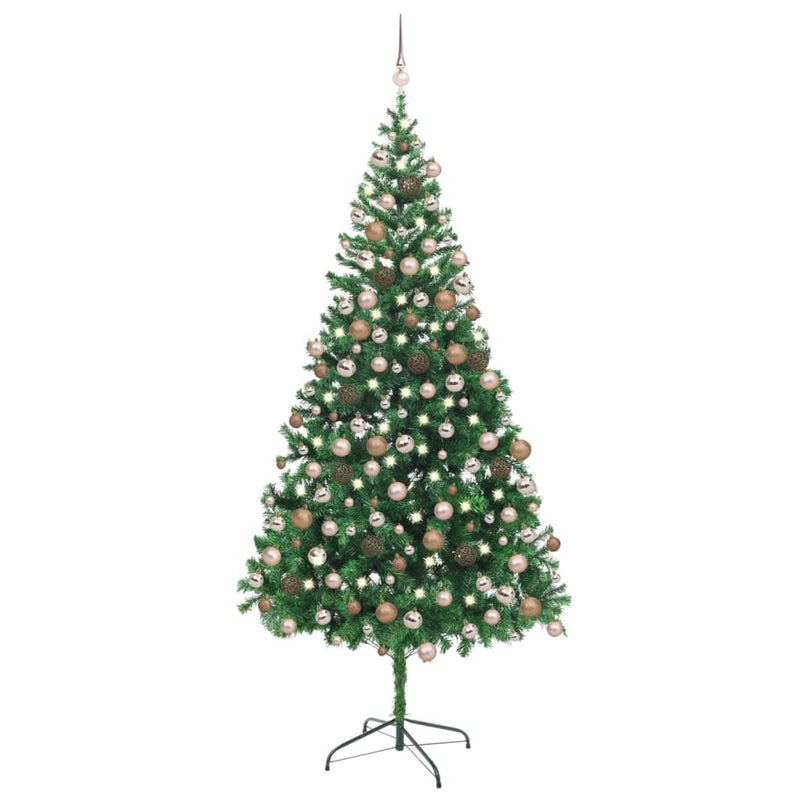 Vidaxl Kunstkerstboom con iluminación y bolas de Navidad 910 ramas 210 cm