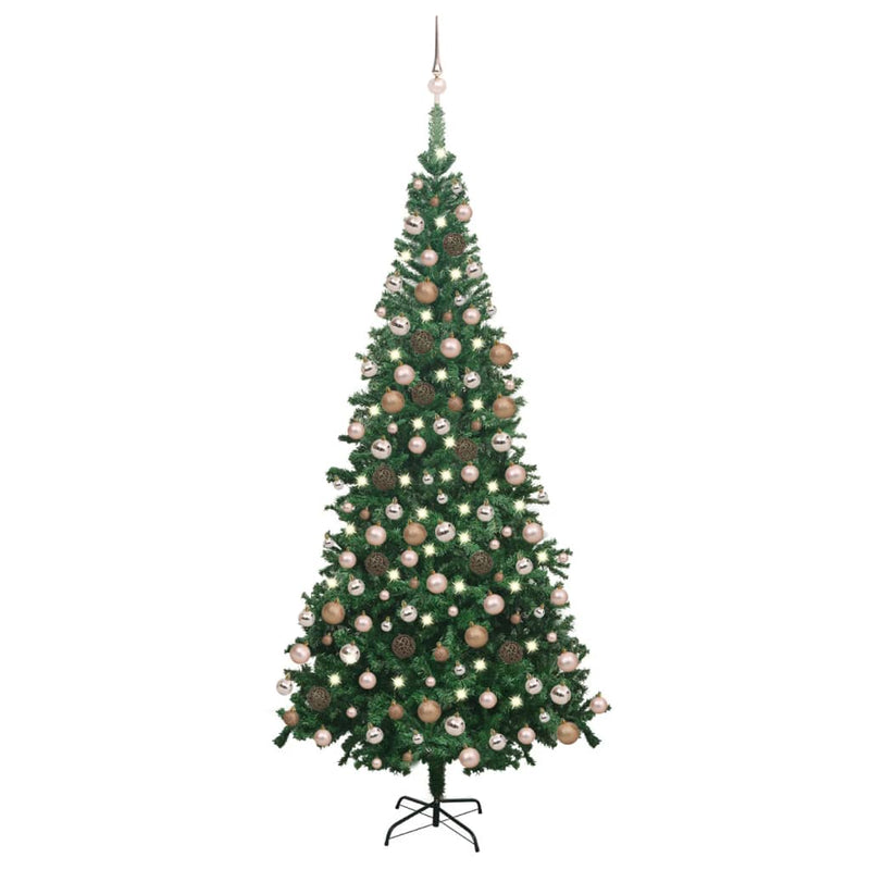Vidaxl Kunstkerstboom con iluminación y bolas de Navidad l 240 cm verde