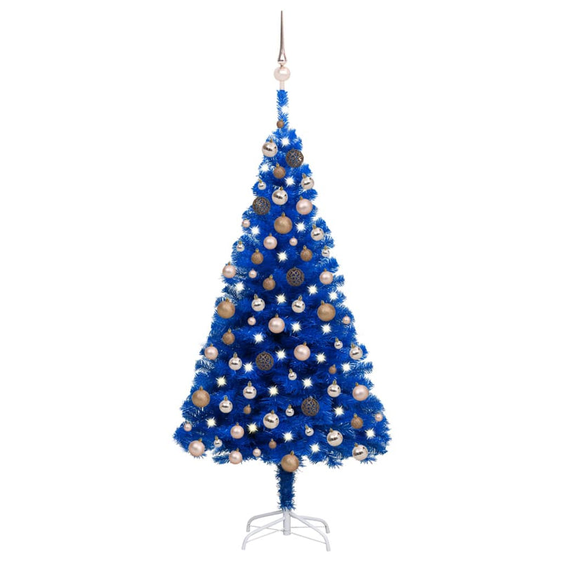 Vidaxl Kunstkerstboom con iluminación y bolas de Navidad de 150 cm PVC Blue