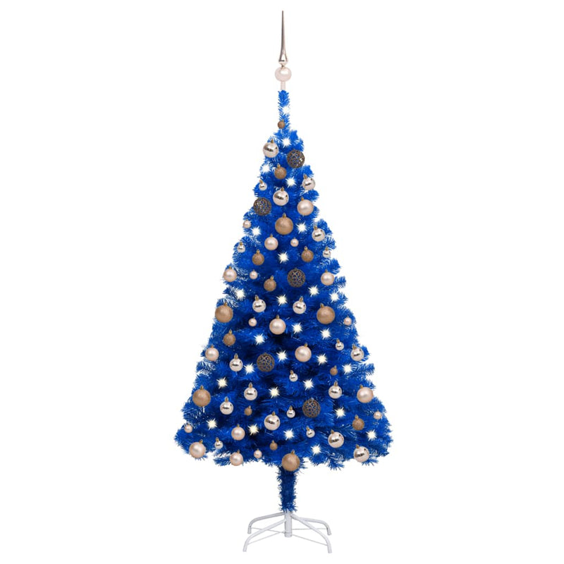 Vidaxl Kunstkerstboom con iluminación y bolas de Navidad de 180 cm PVC Blue