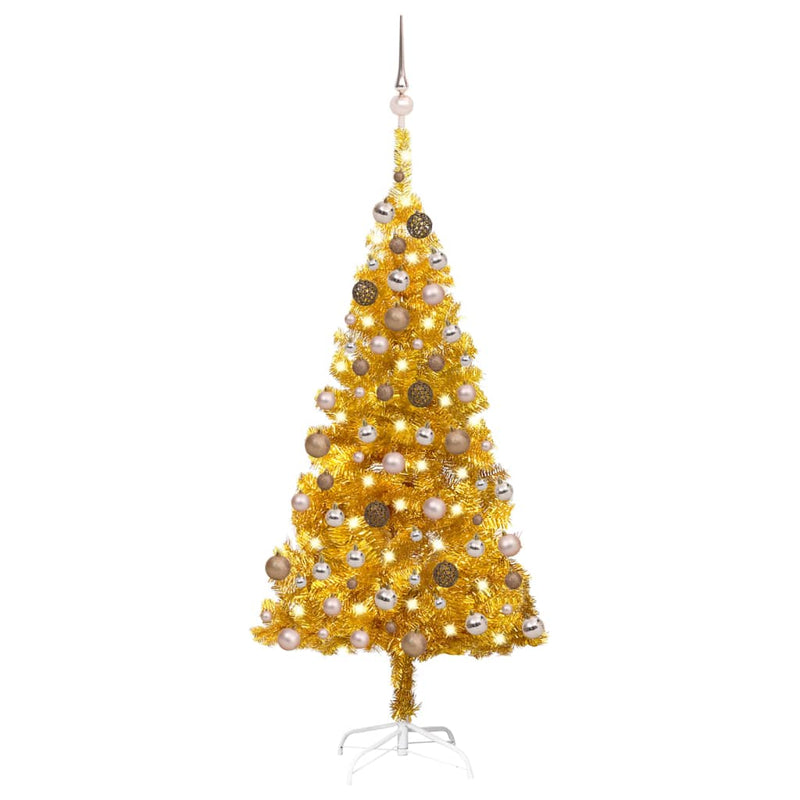 Vidaxl Kunstkerstboom con iluminación y bolas de Navidad de 120 cm de oro