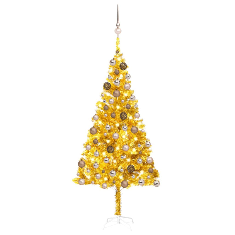 Vidaxl Kunstkerstboom con iluminación y bolas de Navidad de 180 cm de oro