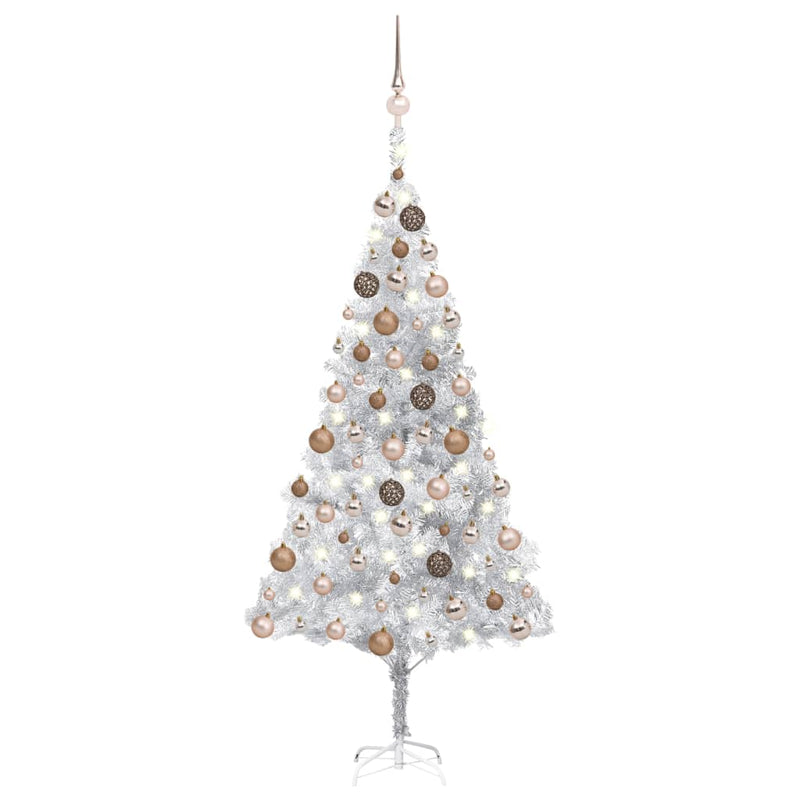 Vidaxl Kunstkerstboom con iluminación y bolas de Navidad de 180 cm Pet Silver