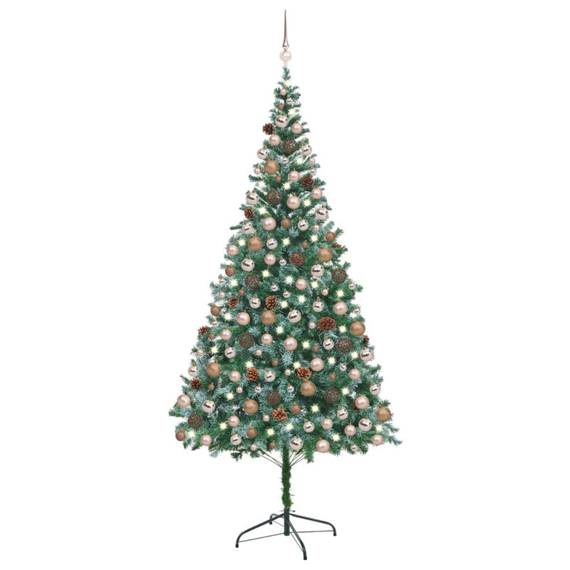 Vidaxl Kunstkerstboom con iluminación de bolas de Navidad de pino 210 cm