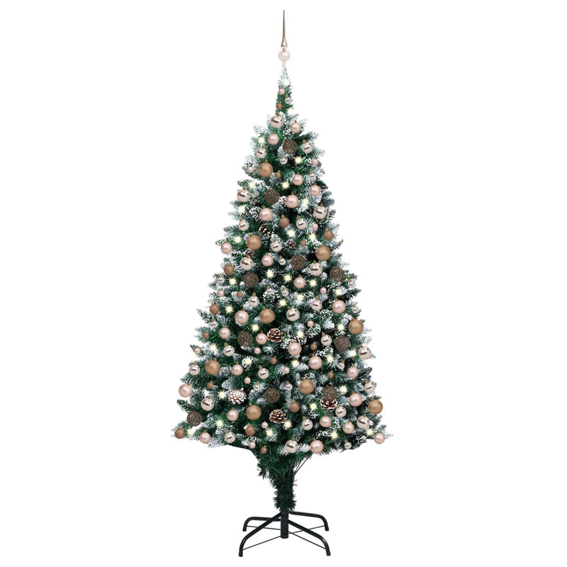 Vidaxl Kunstkerstboom con iluminación de bolas de Navidad de pino 210 cm