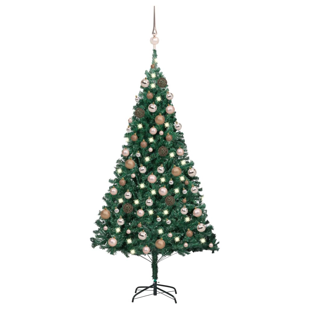 Vidaxl Kunstkerstboom con iluminación y bolas de Navidad de 120 cm PVC Green