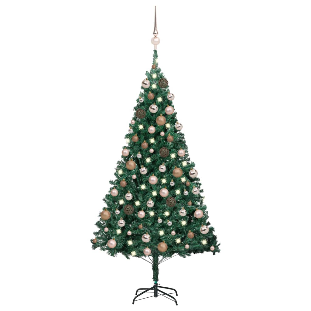 Vidaxl Kunstkerstboom con illuminazione e palle di Natale 180 cm PVC Green