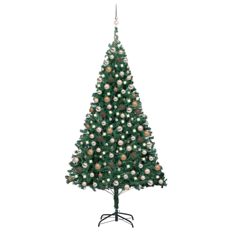 Vidaxl Kunstkerstboom con iluminación y bolas de Navidad de 240 cm verde