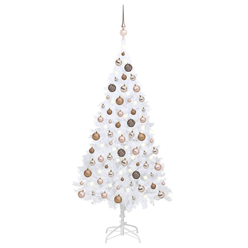Vidaxl Kunstkerstboom con illuminazione e palline di Natale 120 cm Pvc White