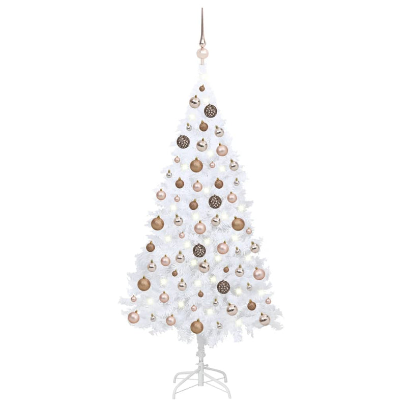 Vidaxl Kunstkerstboom con iluminación y bolas de Navidad de 180 cm PVC White