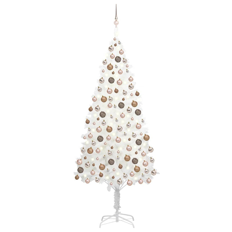 Vidaxl Kunstkerstboom con iluminación y bolas de Navidad de 240 cm de blanco