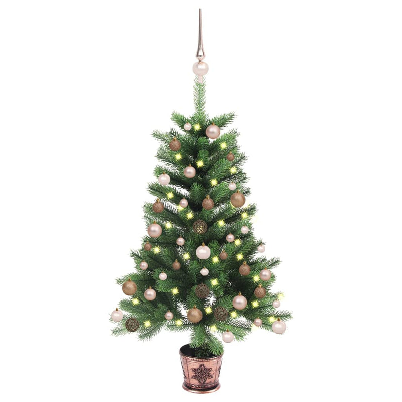 Vidaxl Kunstkerstboom con iluminación y bolas de Navidad de 90 cm verde
