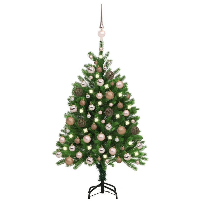 Vidaxl Kunstkerstboom con iluminación y bolas de Navidad de 120 cm verde