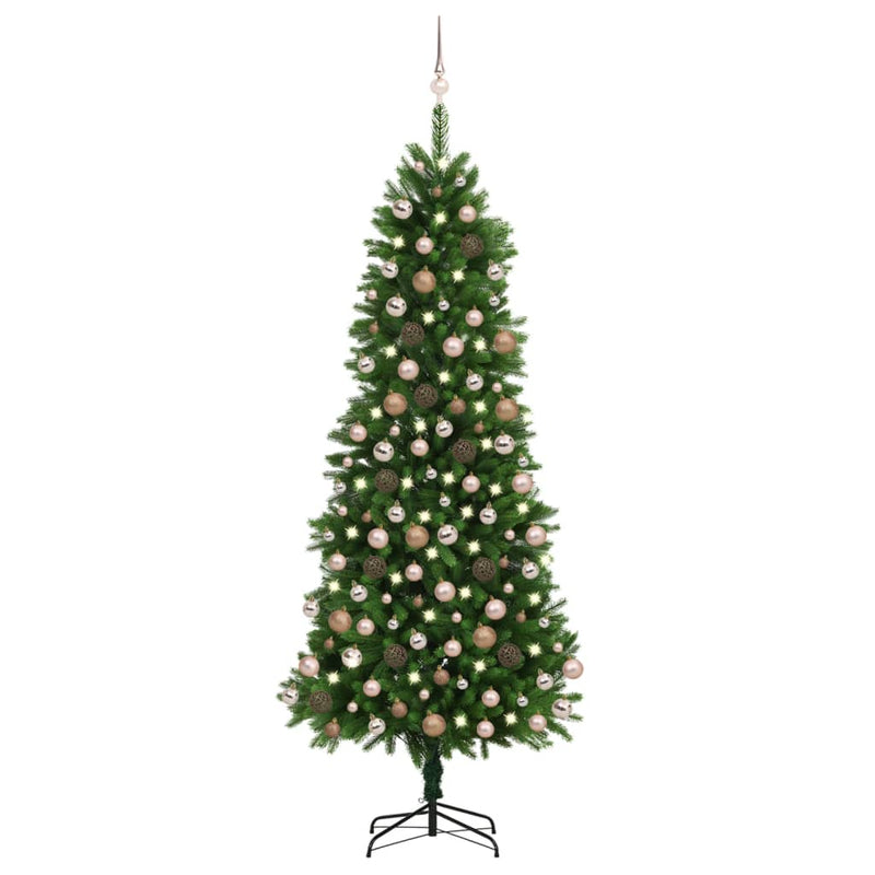 Vidaxl Kunstkerstboom con iluminación y bolas de Navidad de 240 cm verde