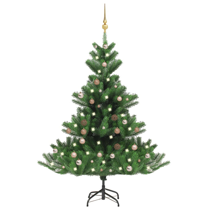 Vidaxl Kunstkerstboom Nordmann con LED e palline di Natale 120 cm verdi