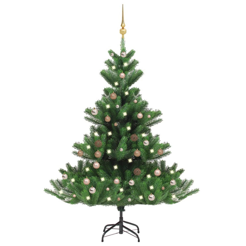 Vidaxl Kunstkerstboom Nordmann con LED y bolas de Navidad de 180 cm verde