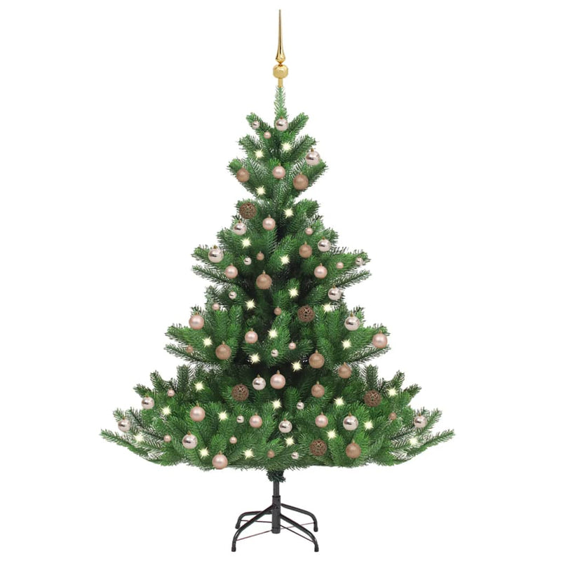 VidaXL Kunstkerstboom Nordmann met LED's en kerstballen 240 cm groen
