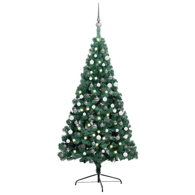 Vidaxl Kunstkerstboom con illuminazione e palle di Natale mezzo verde 180 cm