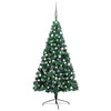 Vidaxl Kunstkerstboom con illuminazione e palle di Natale mezzo e mezzo verde