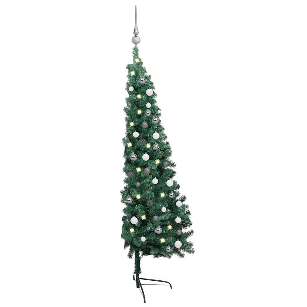 VidaXL Kunstkerstboom with lighting and Christmas balls Half 210 cm Green