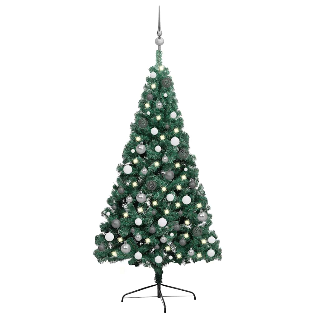 Vidaxl Kunstkerstboom con iluminación y bolas de Navidad de medio 240 cm verde