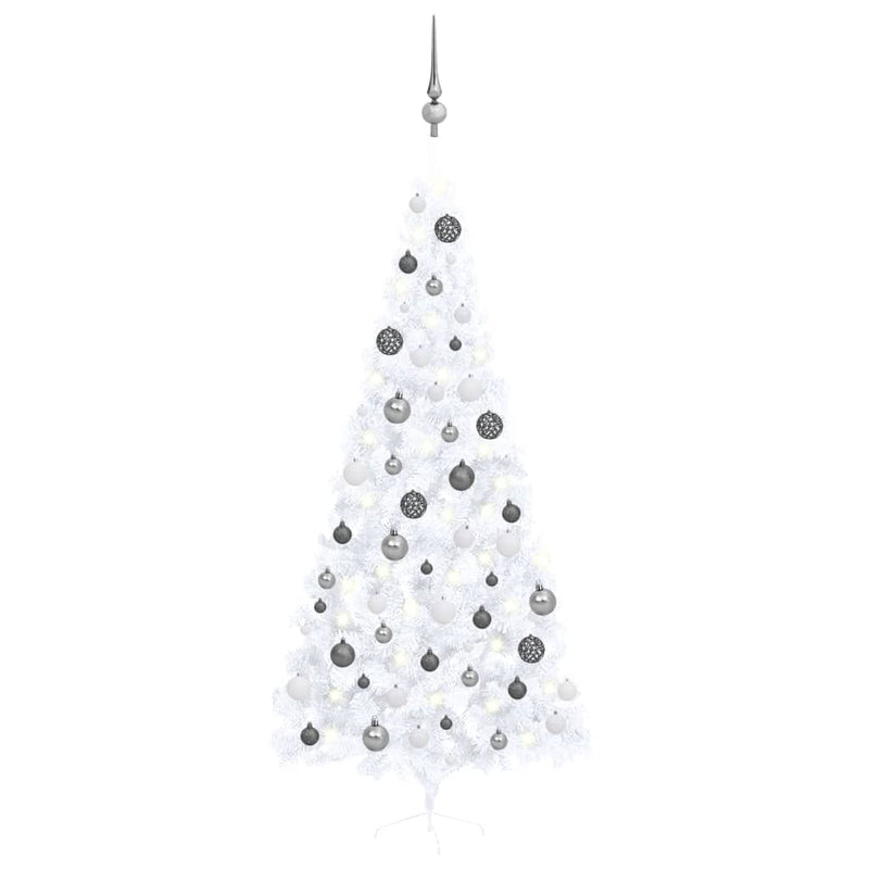 Vidaxl kunstkerstboom met verlichting en kerstballen half 240 cm wit