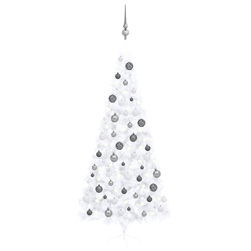 Vidaxl kunstkerstboom met verlichting en kerstballen half 240 cm wit