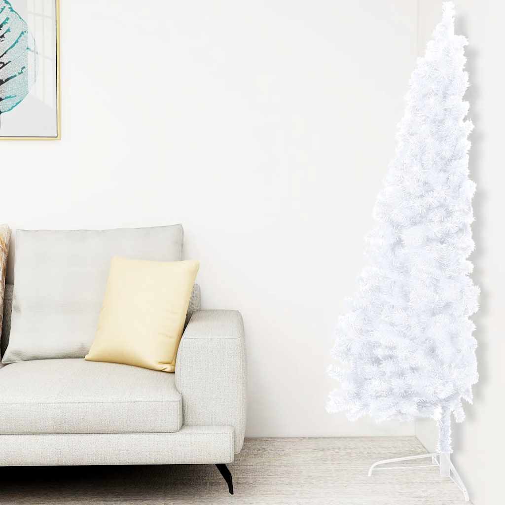 Vidaxl Kunstkerstboom con iluminación y bolas de Navidad de medio 240 cm de blanco