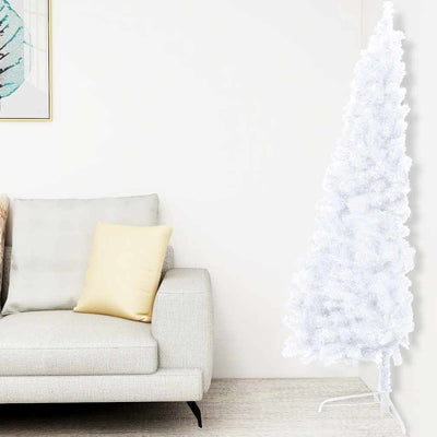Vidaxl Kunstkerstboom con iluminación y bolas de Navidad de medio 240 cm de blanco