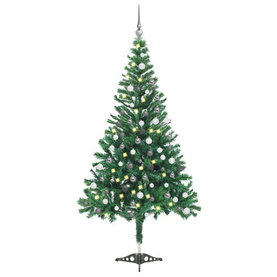 Vidaxl kunstkerstboom met verlichting en kerstballen 230 takken 120 cm