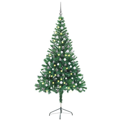 Vidaxl Kunstkerstboom con iluminación y bolas de Navidad 380 ramas 150 cm
