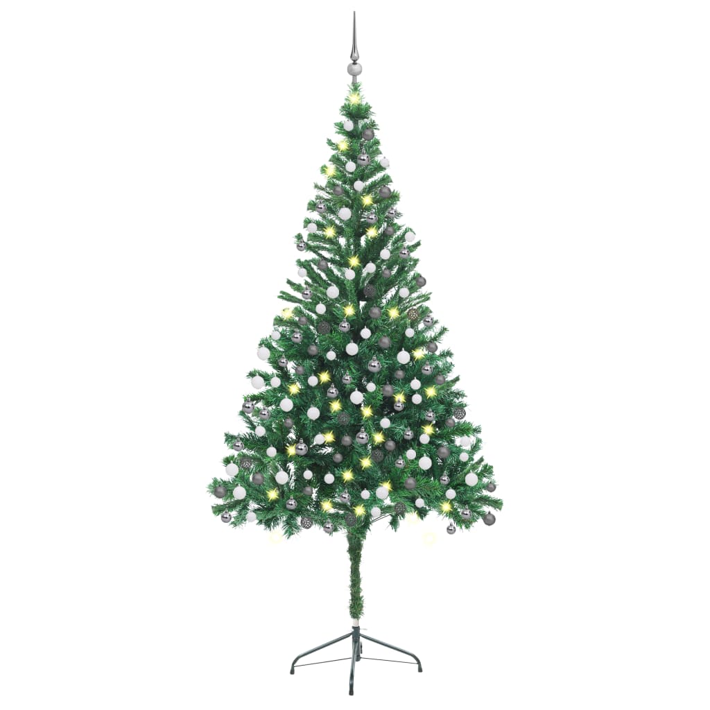 Vidaxl Kunstkerstboom con iluminación y bolas de Navidad 910 ramas 210 cm
