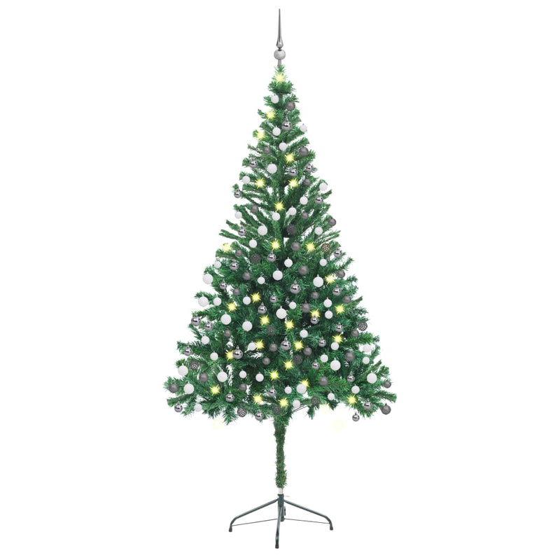Vidaxl Kunstkerstboom con iluminación y bolas de Navidad 910 ramas 210 cm