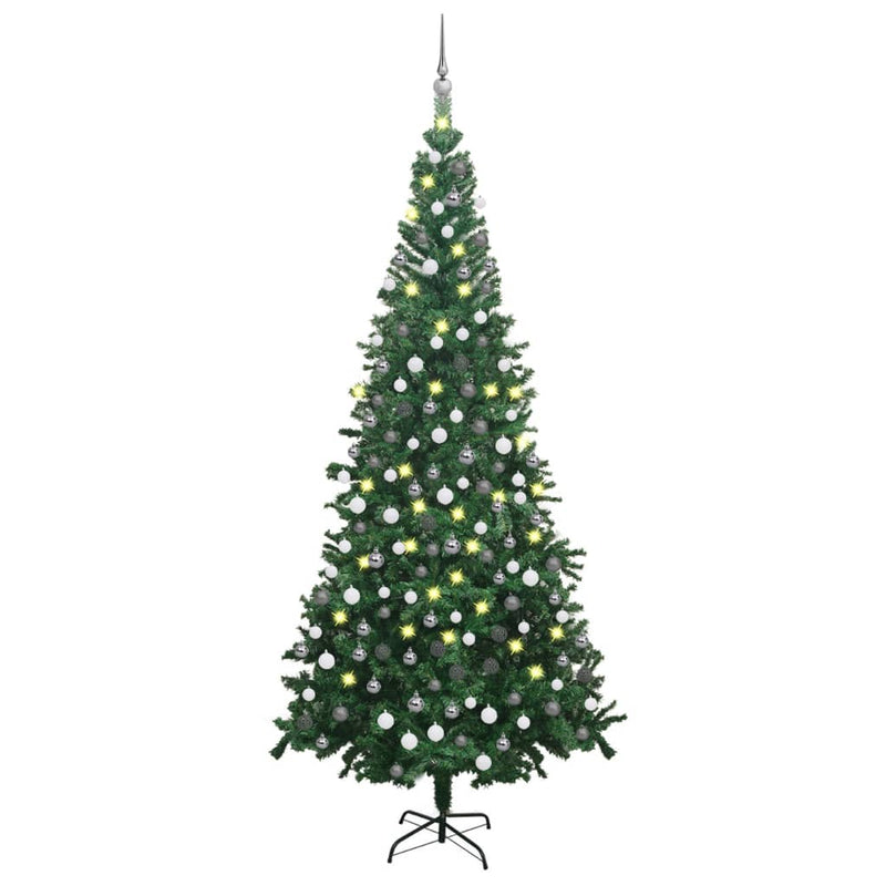 Vidaxl Kunstkerstboom con iluminación y bolas de Navidad l 240 cm verde