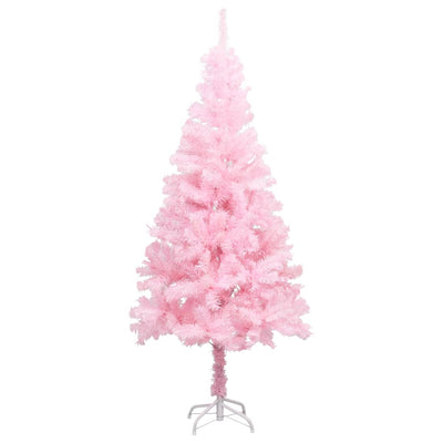 Vidaxl kunstkerstboom met verlichting en kerstballen 150 cm pvc roze