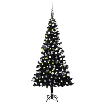 Vidaxl Kunstkerstboom con iluminación y bolas de Navidad de 120 cm PVC Negro