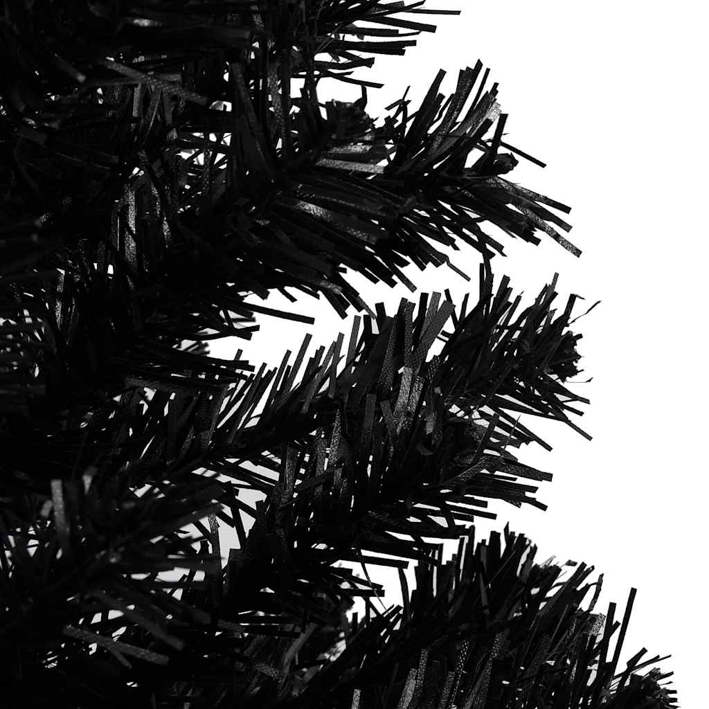 Vidaxl Kunstkerstboom con iluminación y bolas de Navidad de 180 cm PVC Negro