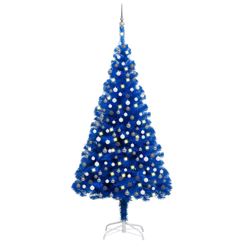 Vidaxl Kunstkerstboom con illuminazione e palle di Natale 240 cm PVC Blue