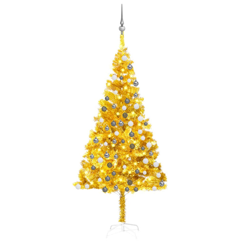 Vidaxl Kunstkerstboom con iluminación y bolas de Navidad de 180 cm de oro