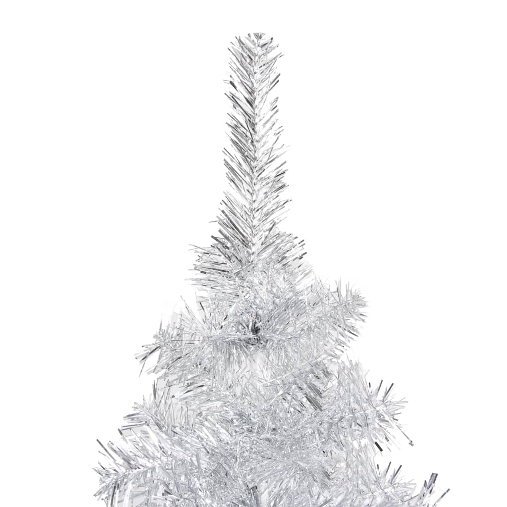 VidaXL Kunstkerstboom met verlichting en kerstballen 210 cm PET zilver