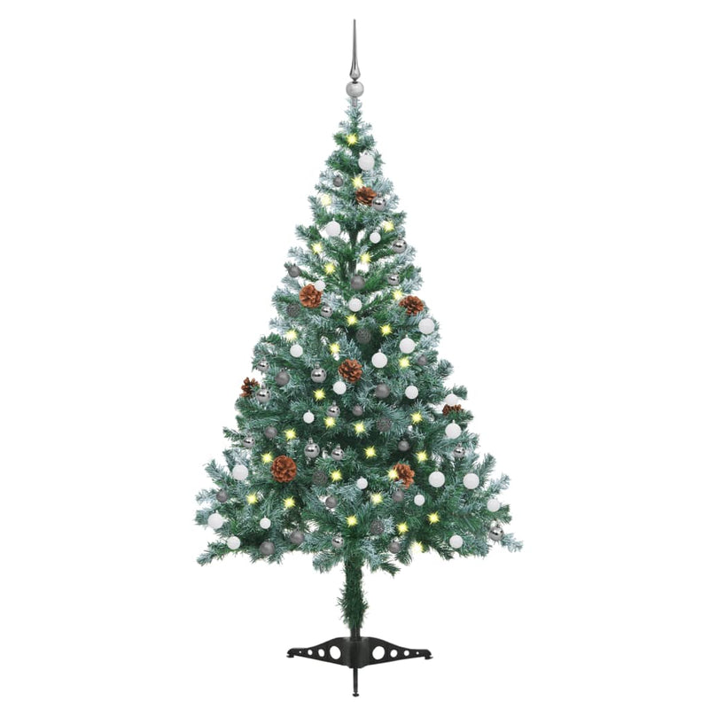 Vidaxl Kunstkerstboom con palline di illuminazione cono di pino da neve 150 cm