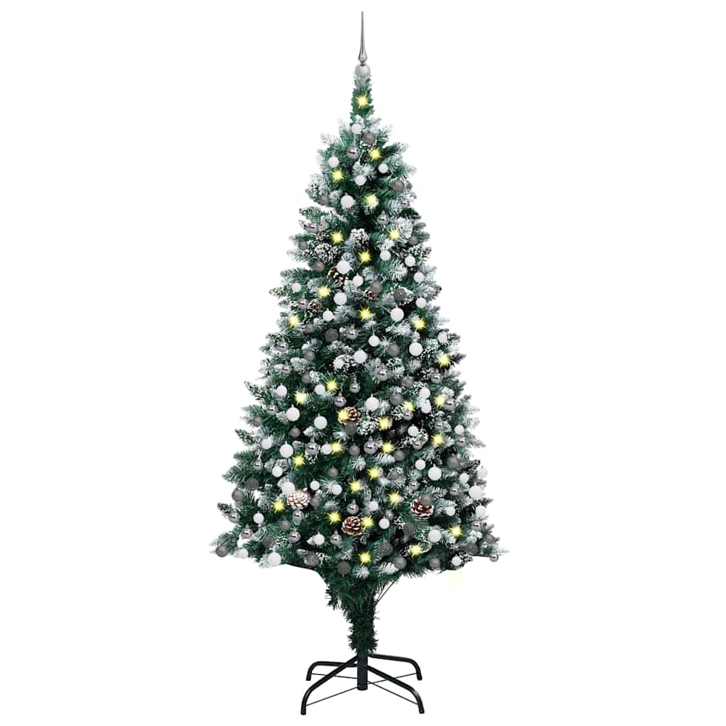 Vidaxx árbol de Navidad artificial con LED y bolas navideñas y piñas 240 cm
