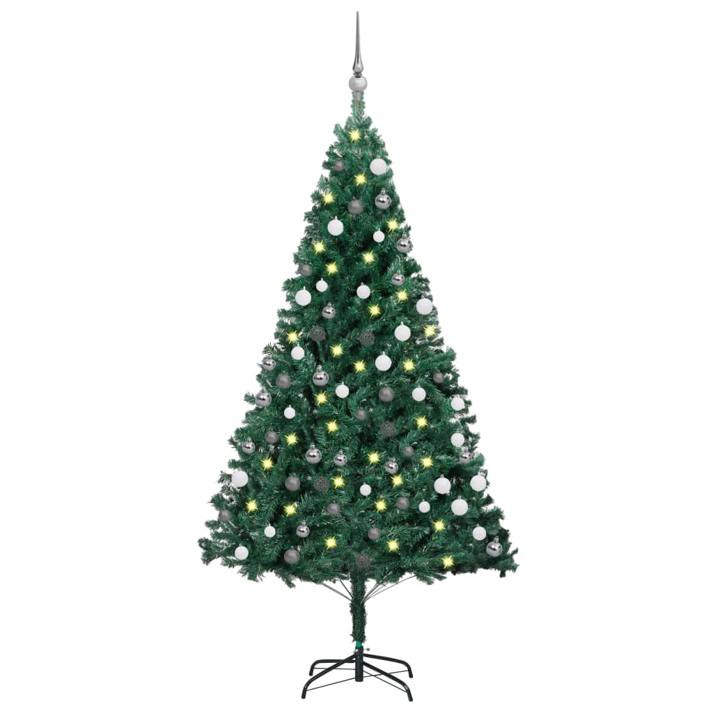 Vidaxl Kunstkerstboom con iluminación y bolas de Navidad de 120 cm PVC Green