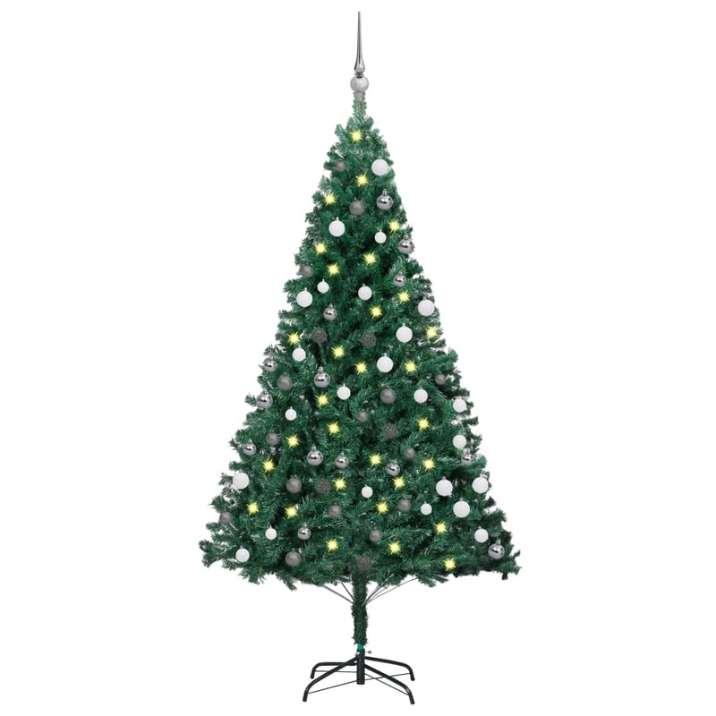 Vidaxl Kunstkerstboom con iluminación y bolas de Navidad de 120 cm PVC Green