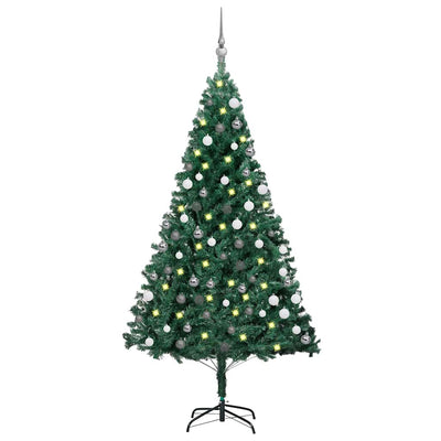 Vidaxl Kunstkerstboom con iluminación y bolas de Navidad de 150 cm PVC Green