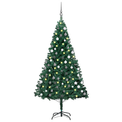 Vidaxl kunstkerstboom met verlichting en kerstballen 180 cm pvc groen