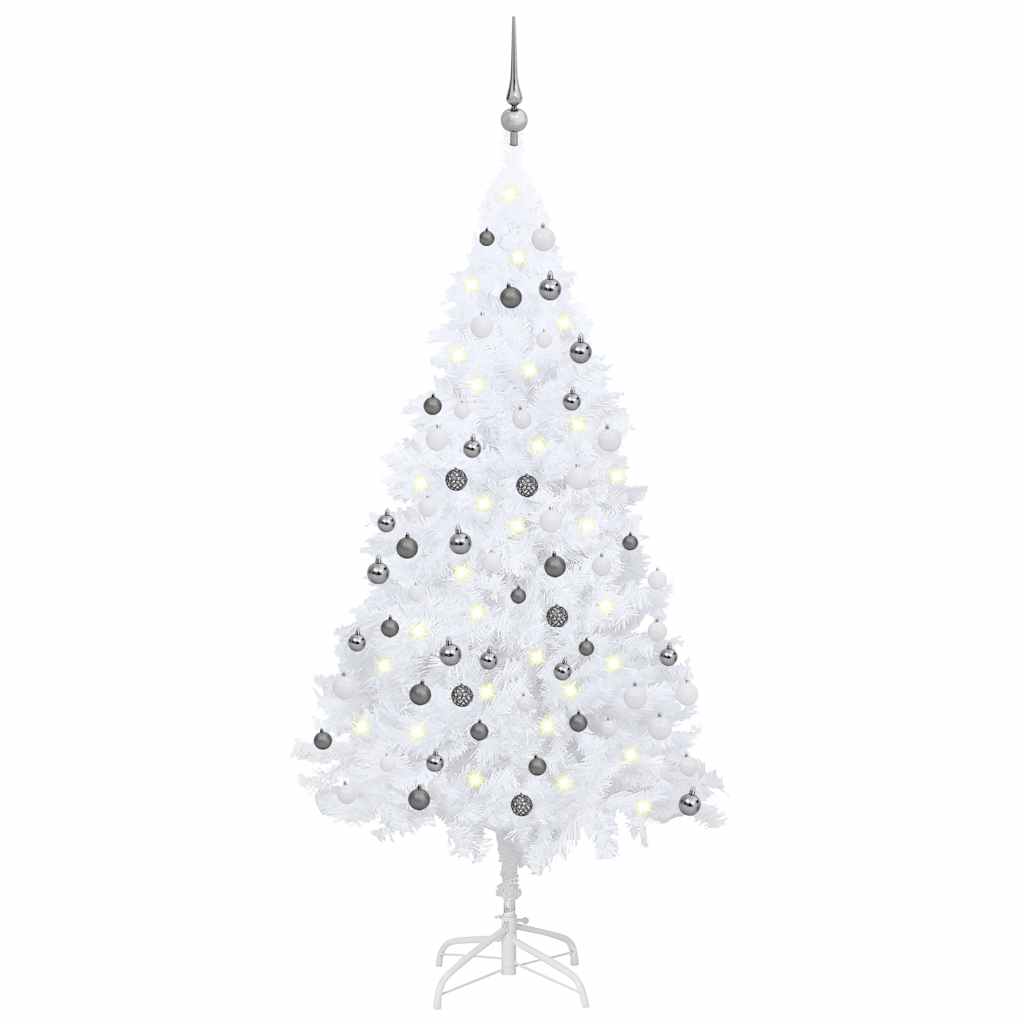 Vidaxl Kunstkerstboom con iluminación y bolas de Navidad de 120 cm PVC White