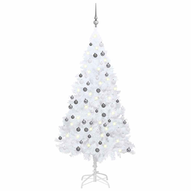 Vidaxl Kunstkerstboom con iluminación y bolas de Navidad de 120 cm PVC White